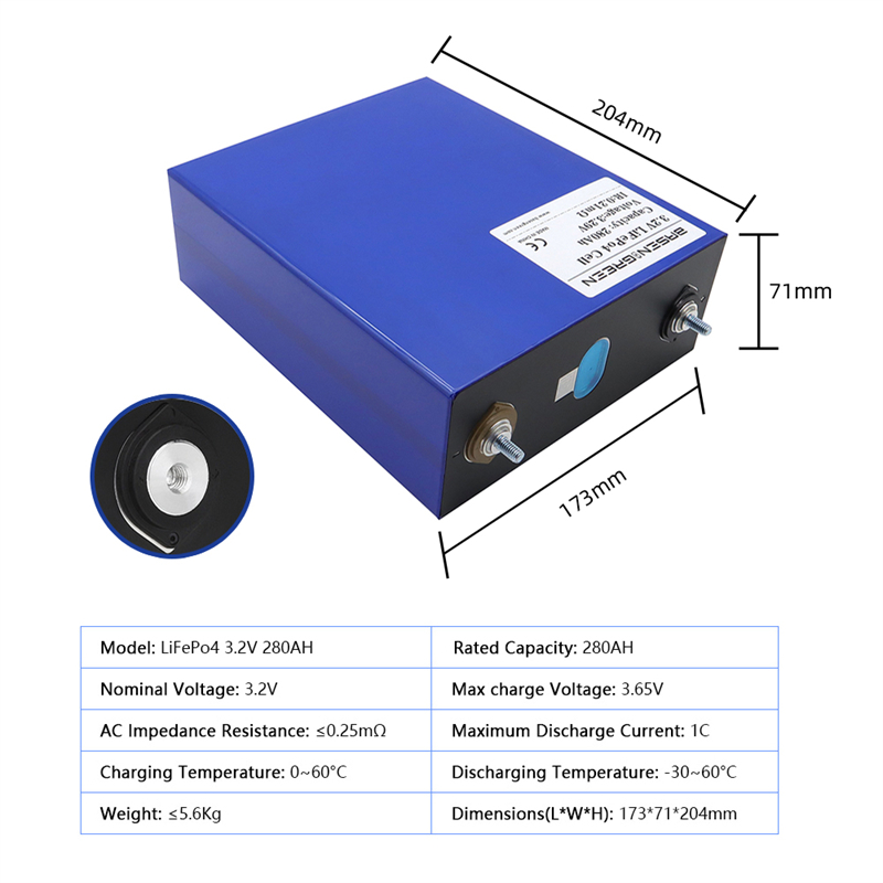Canada Stock Fast Delivery Basen 3.2V 280Ah Lithium Ion Prismatic Lifepo4 Battery With 5 Warranty