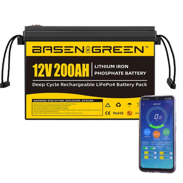 Basen 12V 200Ah LiFePo4 Battery Pack Power Station Deep Cycles Life With BT