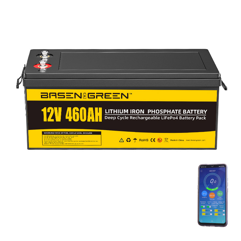 Basen 12V 460ah batteri LiFePO4 Pack Högkapacitet Deep Cycles Home Stroage energisystem