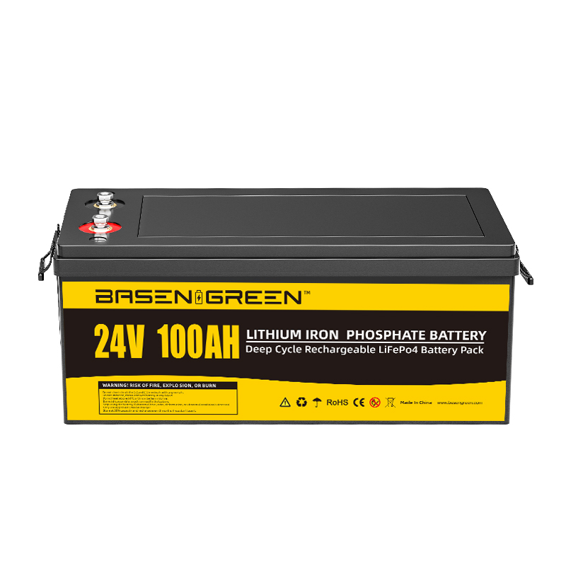 Basengreen 24V 100ah LiFePO4 بطارية ليثيوم الحديد كحد أقصى 5000 دورة مرات