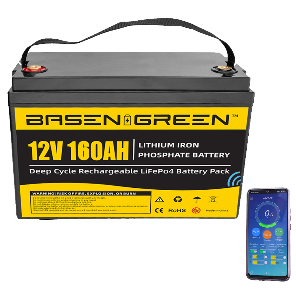 Basen 12V 160AH LiFePO4 batteripaket med BT-modell